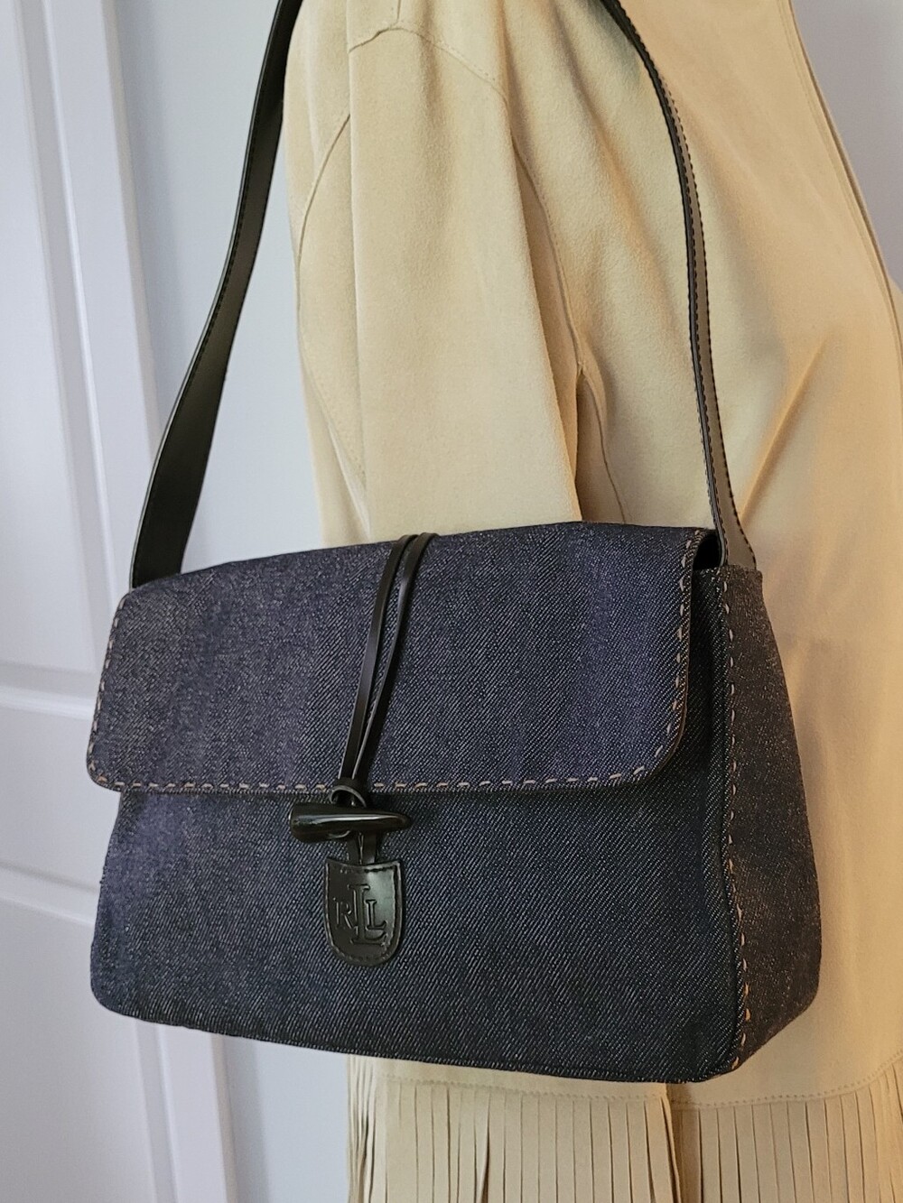 Ralph Lauren Navy Denim Shoulder Bag